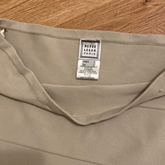 Herve Leger Paris /bandage flounce midi cream tan  skirt s - Picture 2 of 5